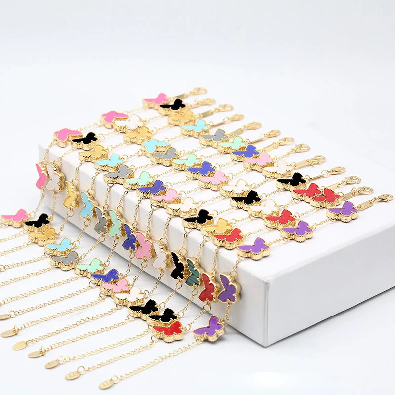 CARLIDANA Luxury Quality Steel Butterfly Bracelet for Women Gift Fashion Bohemia Colorful Butterfly Charm Bracelet Wholesale