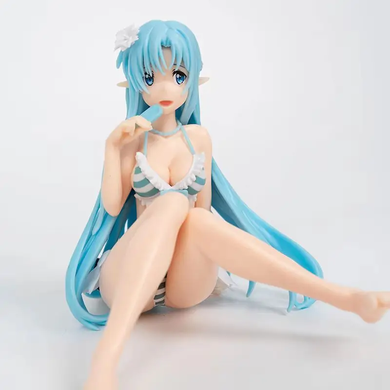 12 cm Anime Sword Art Online Anime Figuur Strand Badmode Asuna Zitten Pvc Actiefiguren Standbeeld Model Ornamenten Model Speelgoed