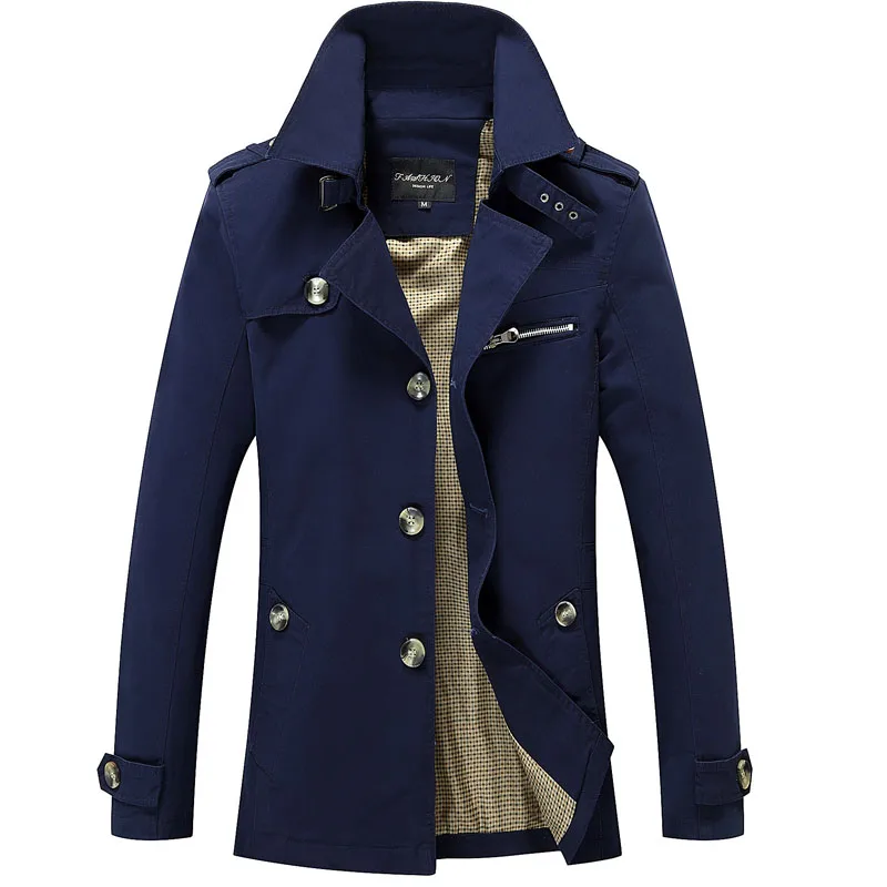 Trench autunnale da uomo giacca a vento medio-lunga giacca solida per uomo giacche maschili monopetto Outwear abbigliamento Casual da uomo MY917