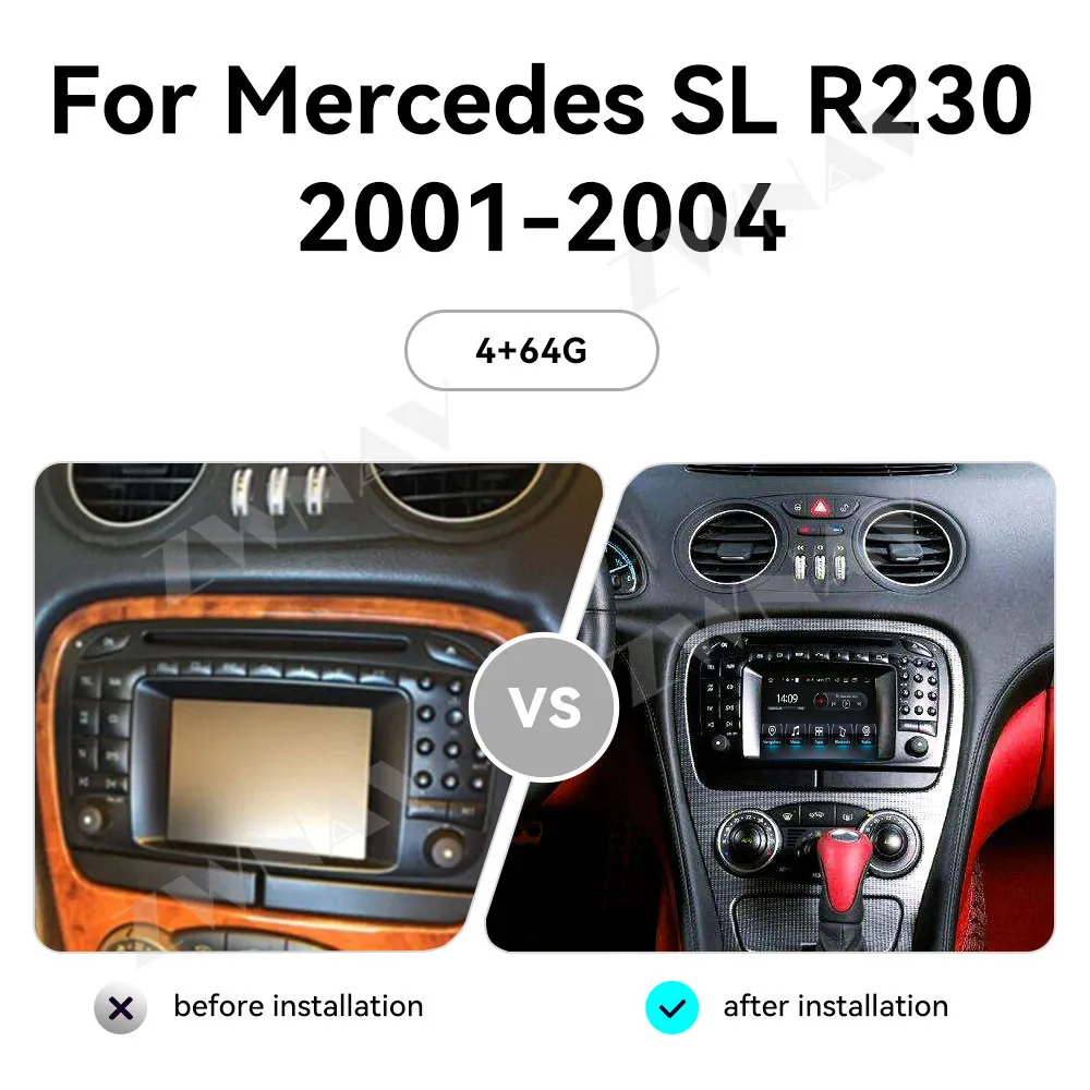 

Qualcomm 8-ядерный 7-дюймовый для Mercedes Benz SL R230 2001-2004 Android 14 GPS Navi Автомобильный радиоприемник Стереоплеер Мультимедийное головное устройство Авто