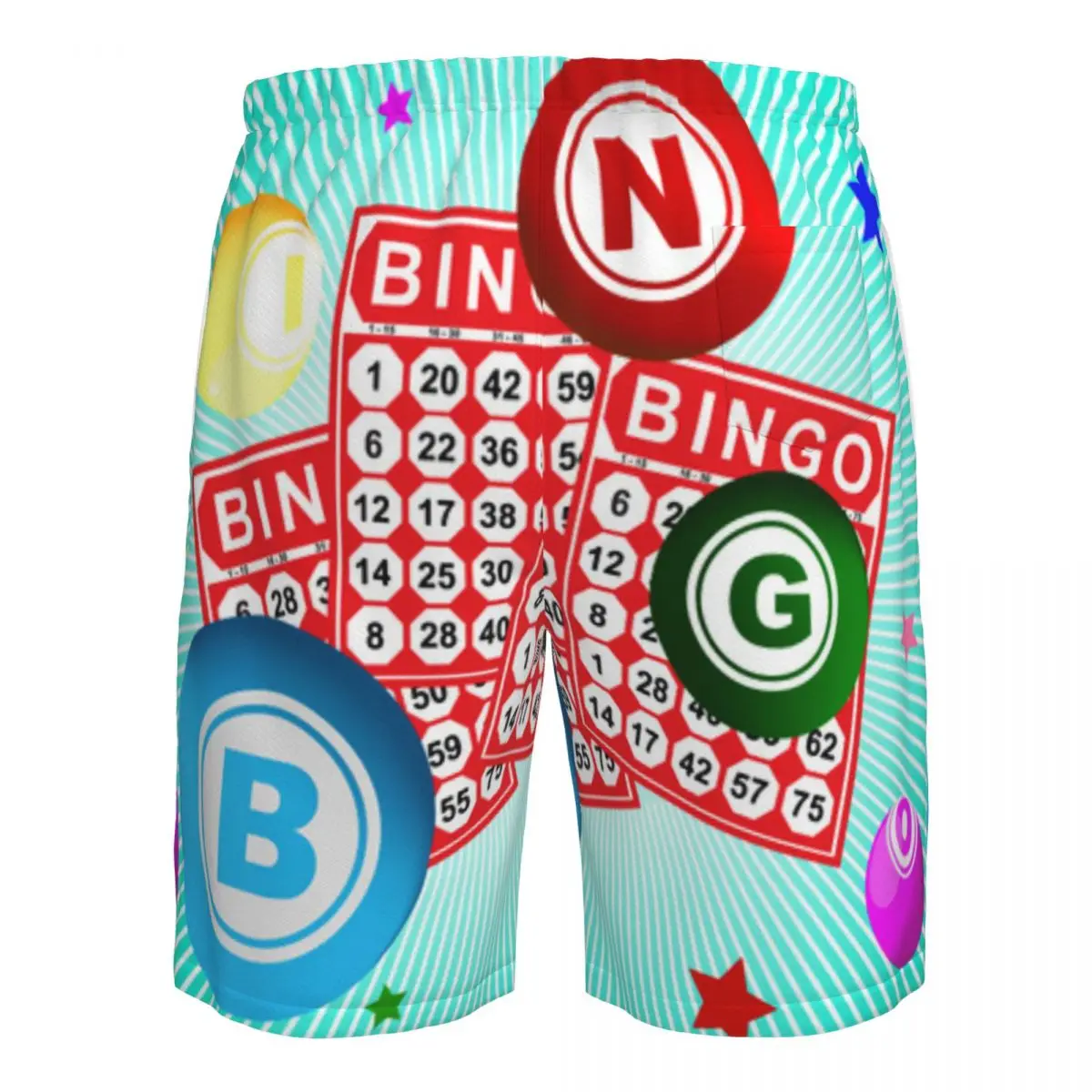 رسم توضيحي لبطاقة البنغو وشورتات الكرة على الشاطئ وملابس السباحة وسراويل ركوب الأمواج وشورتات ملابس السباحة