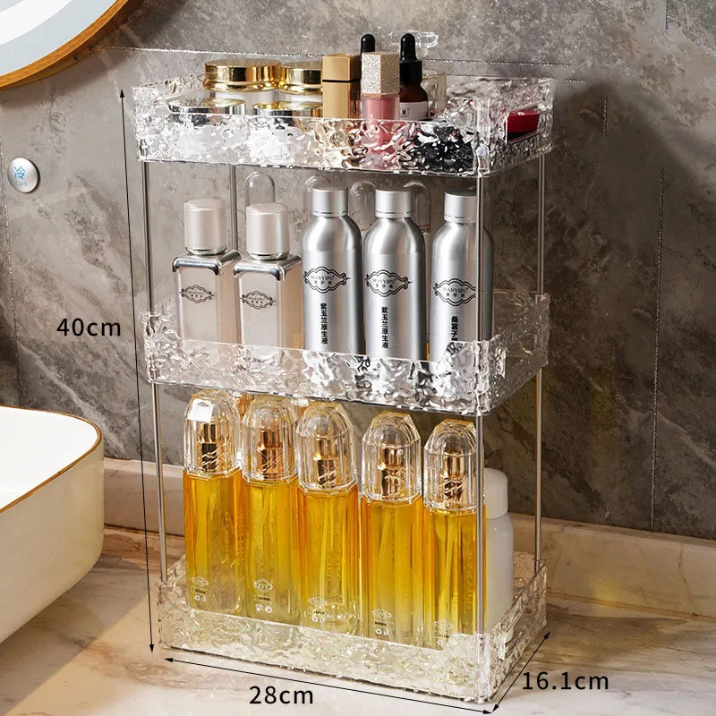 Acrylic Storage Organizer Shelf Of Bathroom Home Kitchen Makeup Skincare Shampoo Lipstick Tabletop Holder Cosmetic Desk Rack