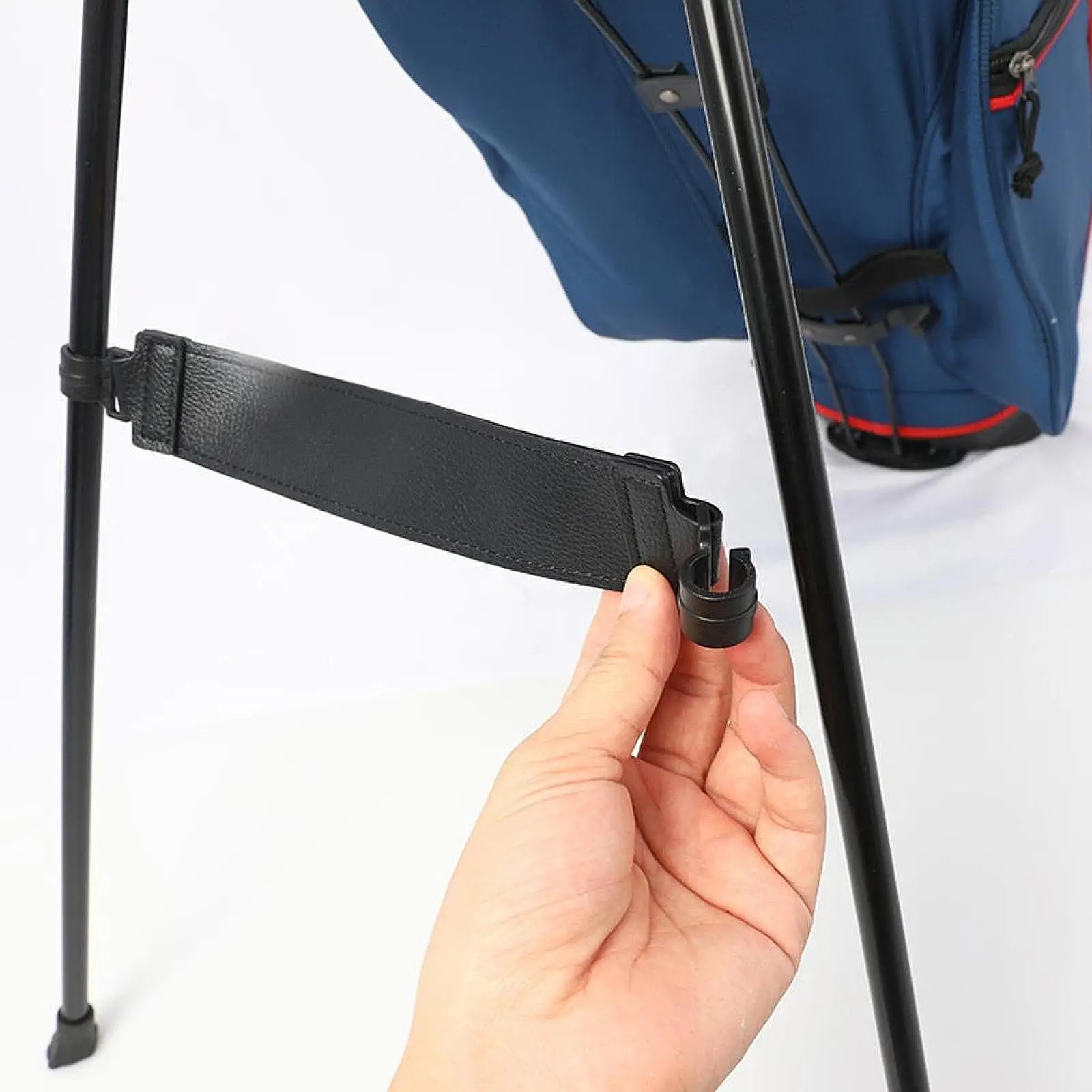 Golf Bag Stand Attachment PU Leather Adjustable Leg Strap Secure Stabilizer for Course Use