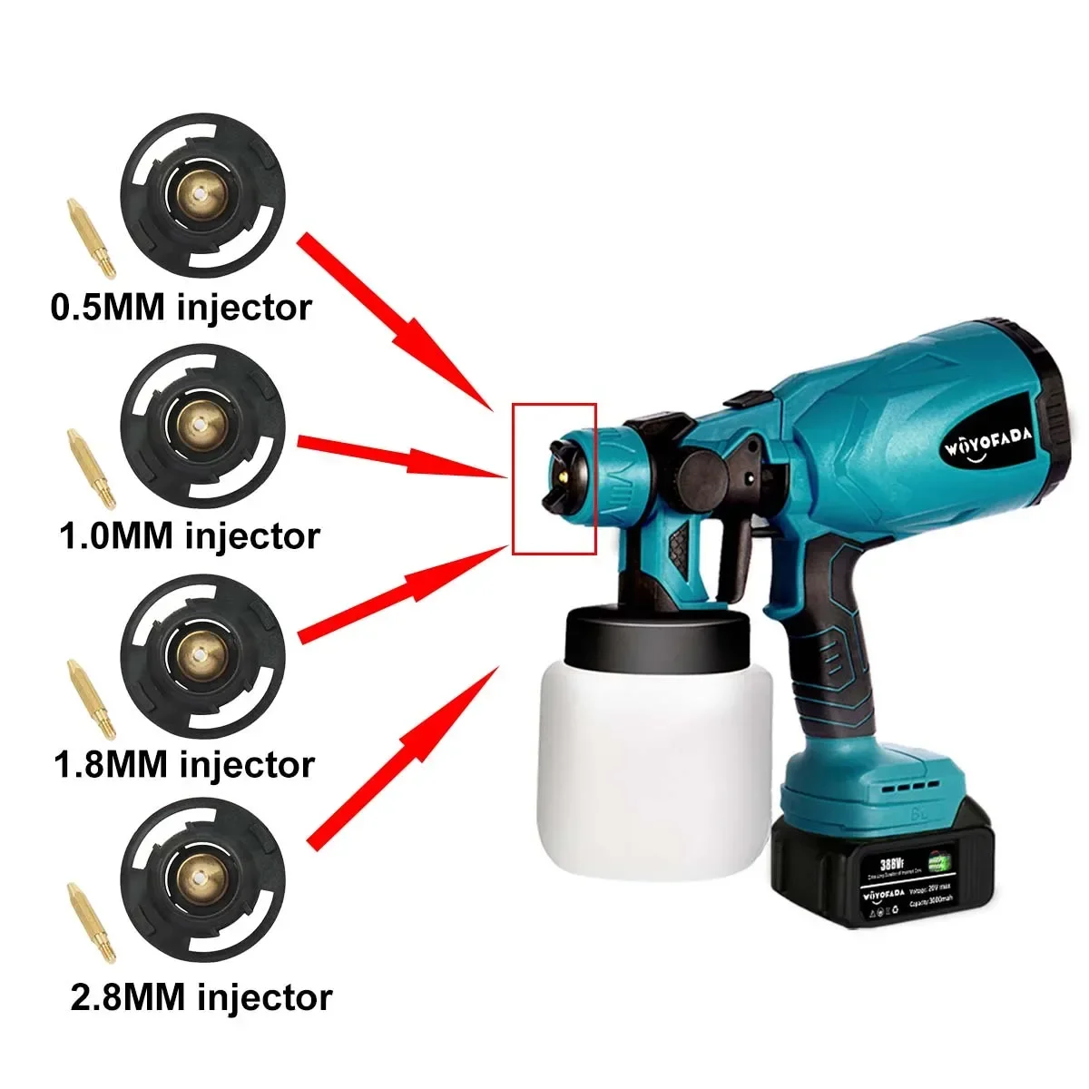 Substituição do Bico do Pulverizador de Pintura, Ponta do Aerógrafo Danificado Antigo, Pro Painting Gun, 0.5mm, 1mm, 1.8mm, 2mm, 8mm