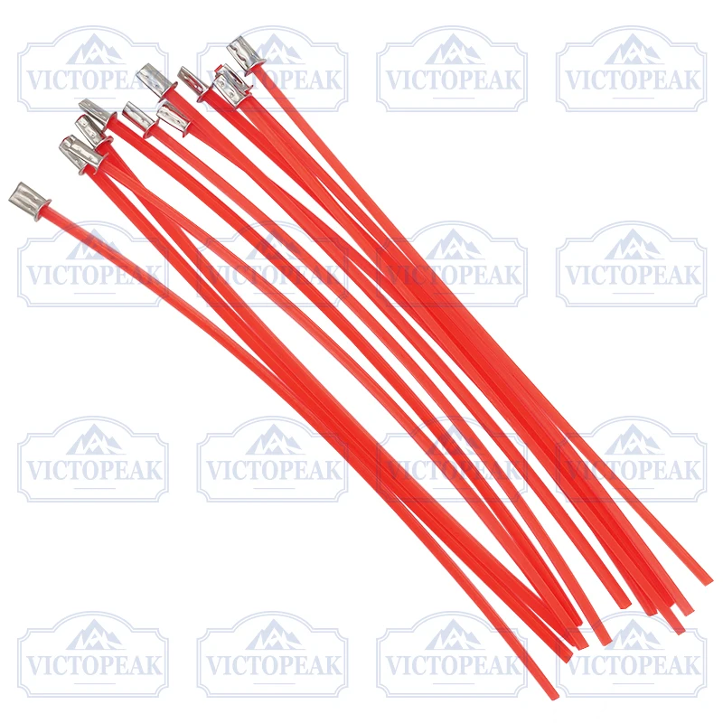 12 Buah Aksesori Alat Kebun Senar Pemotong Rumput Persegi 3.0mm*21cm Oranye Merah untuk Kepala Pemotong Rumput