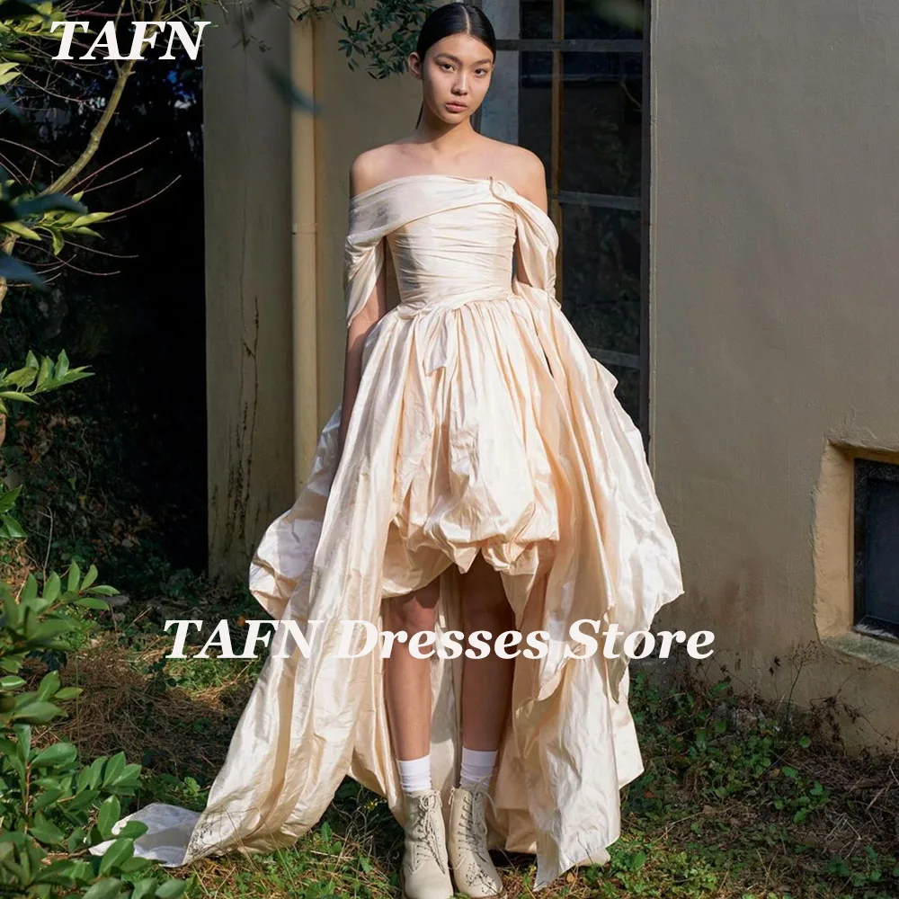 

TAFN Princess A-line Draped Elegant Wedding Dresses Off the Shoulder Bridal Gown Korea Floor-Length Dresses Custom Made