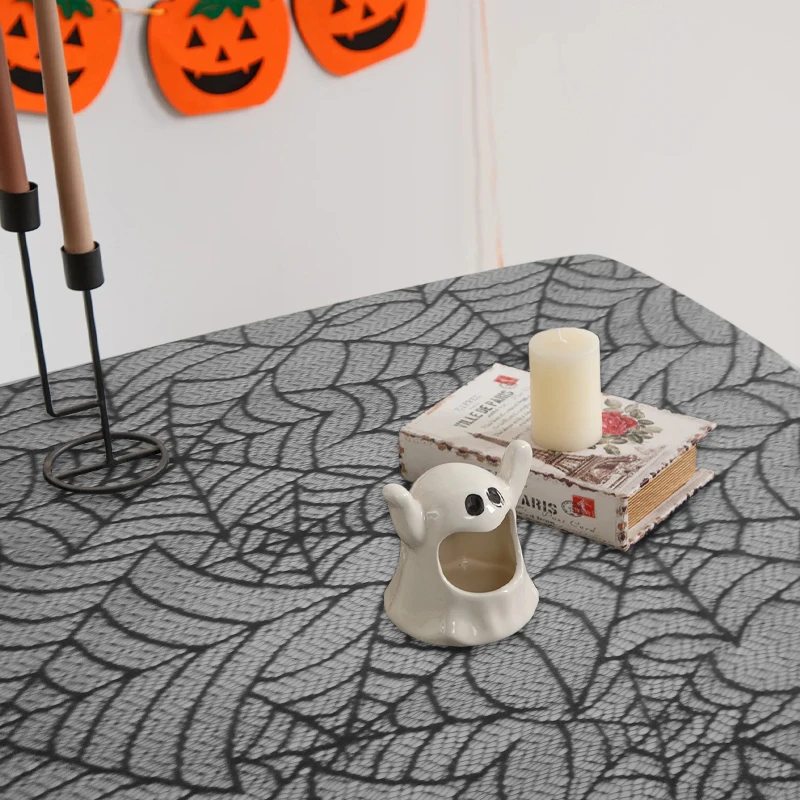 178x178cm Halloween Round Table Runner Spider Web Home Tablecloth Decorated Table Horror For The Holiday