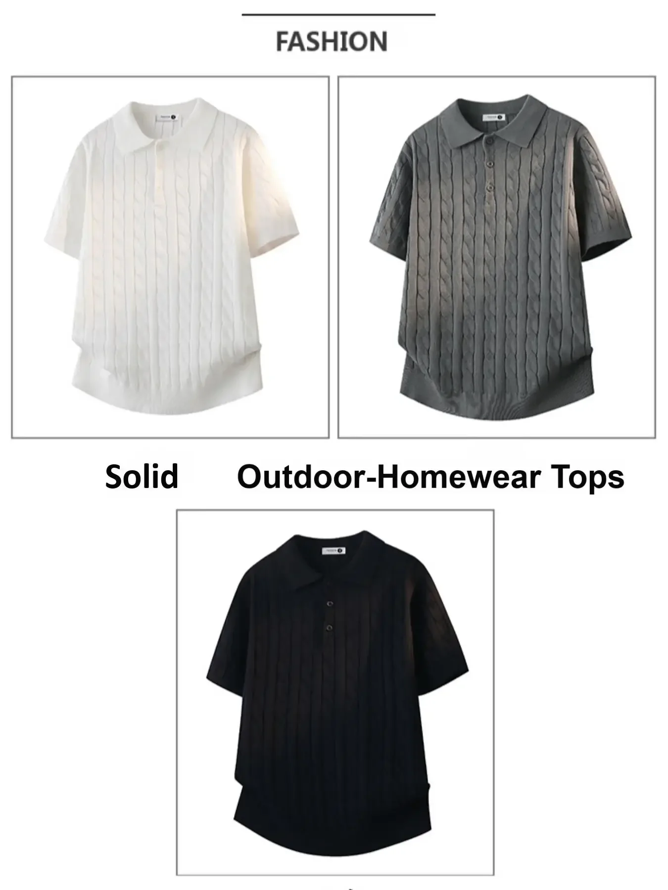 

Mens Summer Simple Solid Knit Polo Shirt Lapel Short-Sleeve Button-Down Fashion Soft T-Shirt British Style Outdoor-Homewear Tops