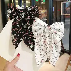 Bow Hair Clip Korea Fashion Style Big Bow Ribbon Hair Tie Small Fresh Floral Hairpin Bowknot Hair Duckbill Clip Accessories