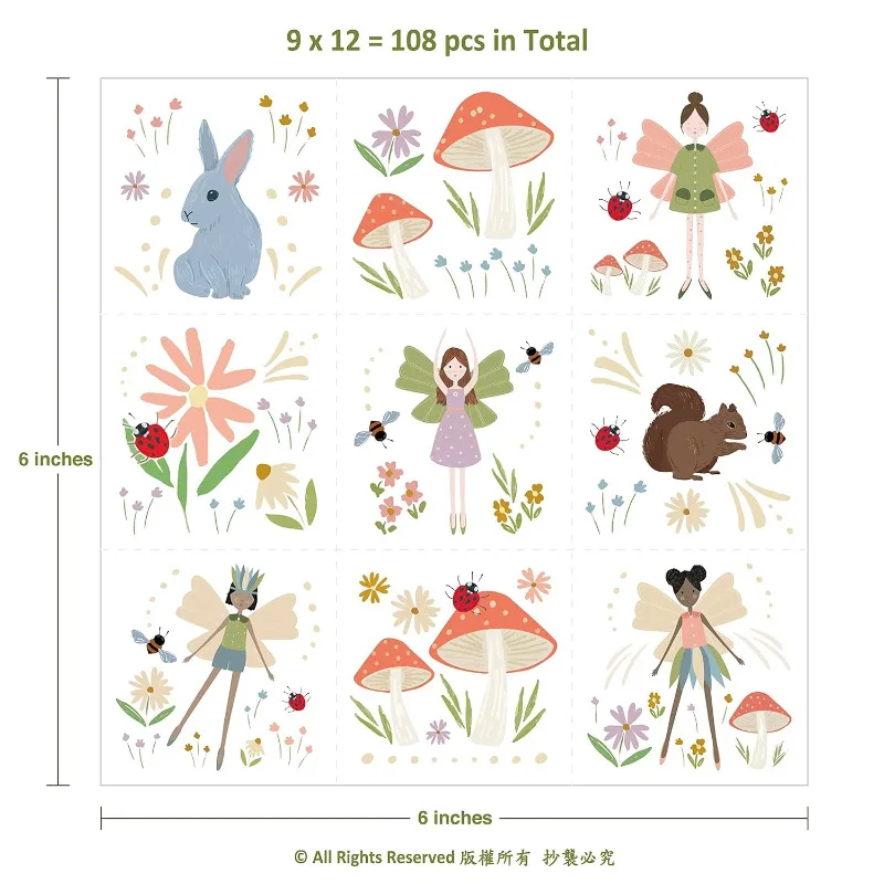 108pcs Woodland Fairy Temporary Tattoo Stickers for Girls Woodland Party Decorations Garden Fairies Party Birthday Party Favor 2
