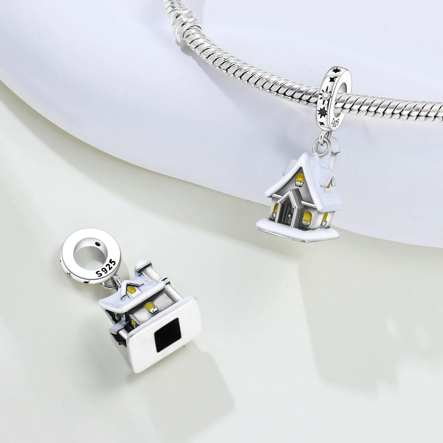 925 Sterling Silber Blaue Glocken-Charm-Perle mit Zirkon-Einlage Weihnachtsanhänger DIY Schmuck für Halskette Armband Party Weihnachtsgeschenk – Detail 24