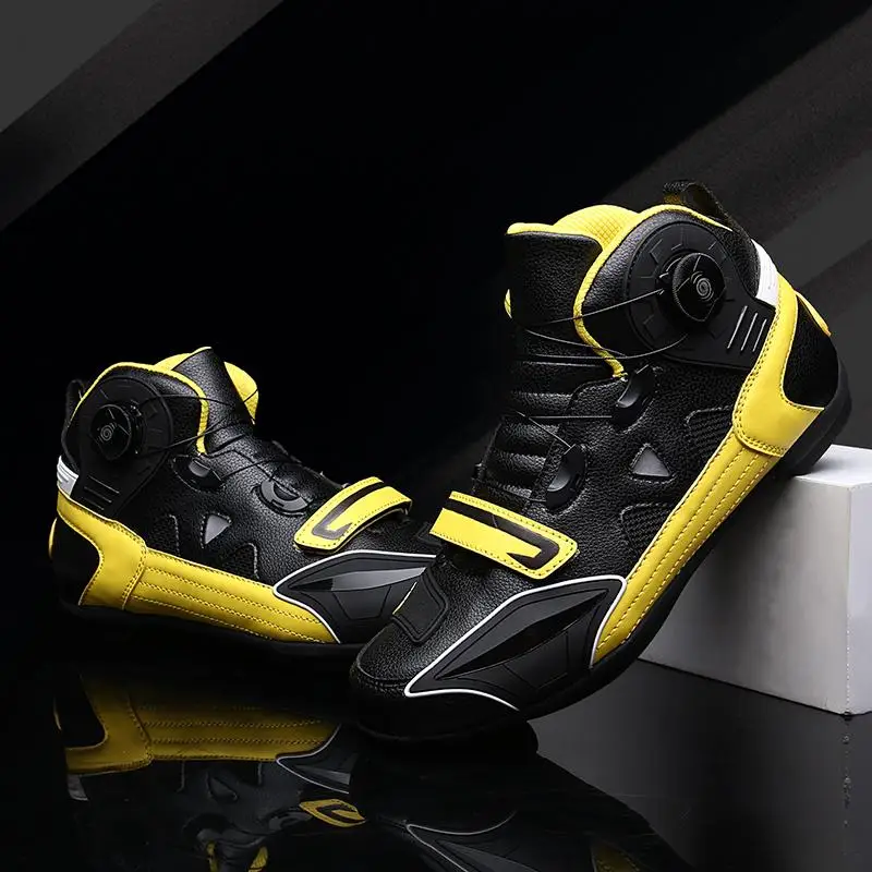 PU Leather Enduro Motorcycle Boots Riding Racing Motocross Shoes Motorbike Sneakers Speed Protective Gear Biker Boot Men Women