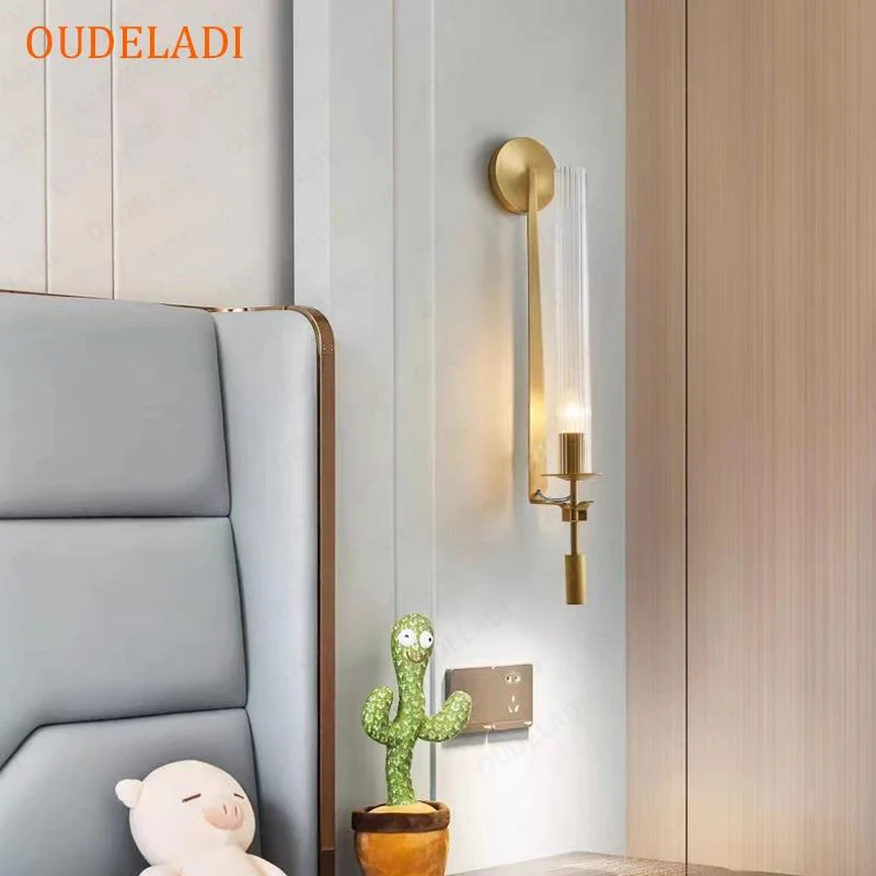 Imagem -04 - Tubo de Vidro Lâmpadas Parede Retro Luminárias Bronze Nordic Arandela Sala Estar Quarto Varanda Corredor Jantar Decoração Luminária