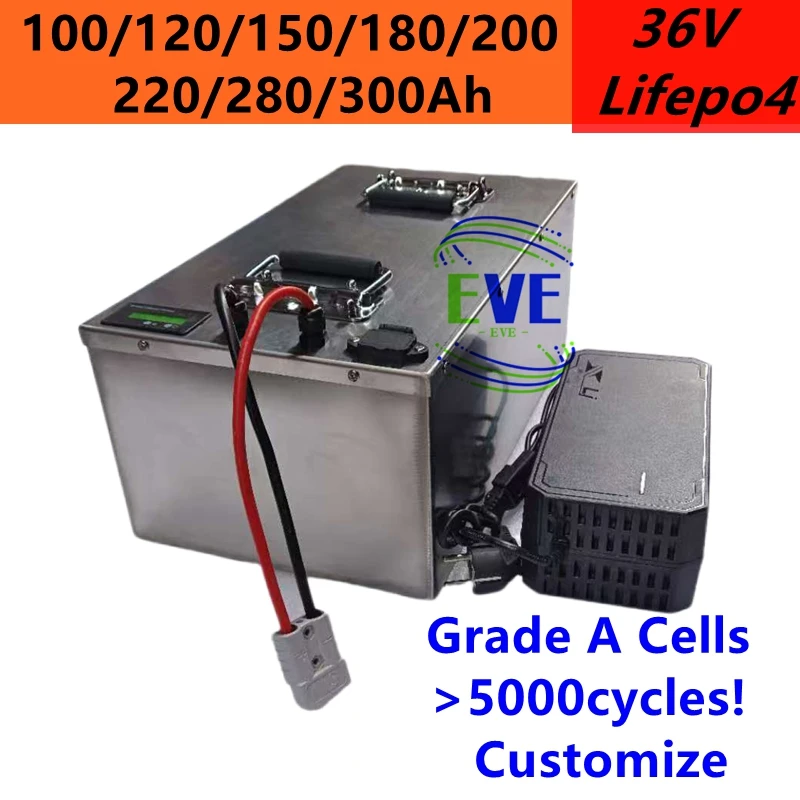 

EVE 36V Battery Pack 100Ah 120Ah 150Ah 180Ah 200Ah 220Ah 280Ah 300Ah Lifepo4 Batteria for 3600W Off-Grid UPS Boat Trolling Motor