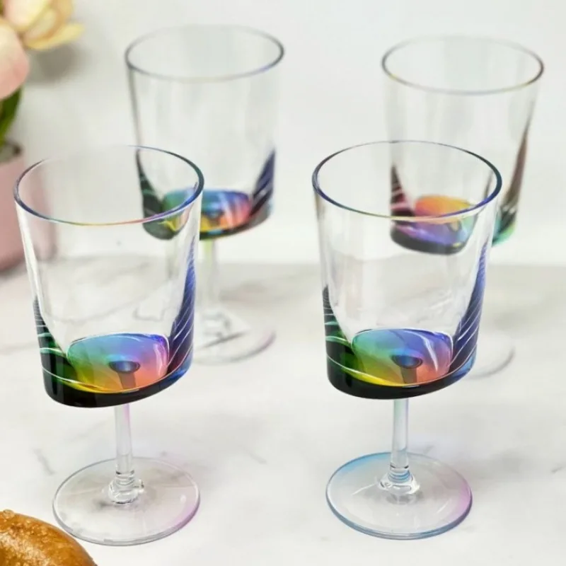 

12oz 4Pcs Oval Halo Unbreakable Acrylic Plastic Wine Glasses Red White Wine Cups Reusable Party Home Bar