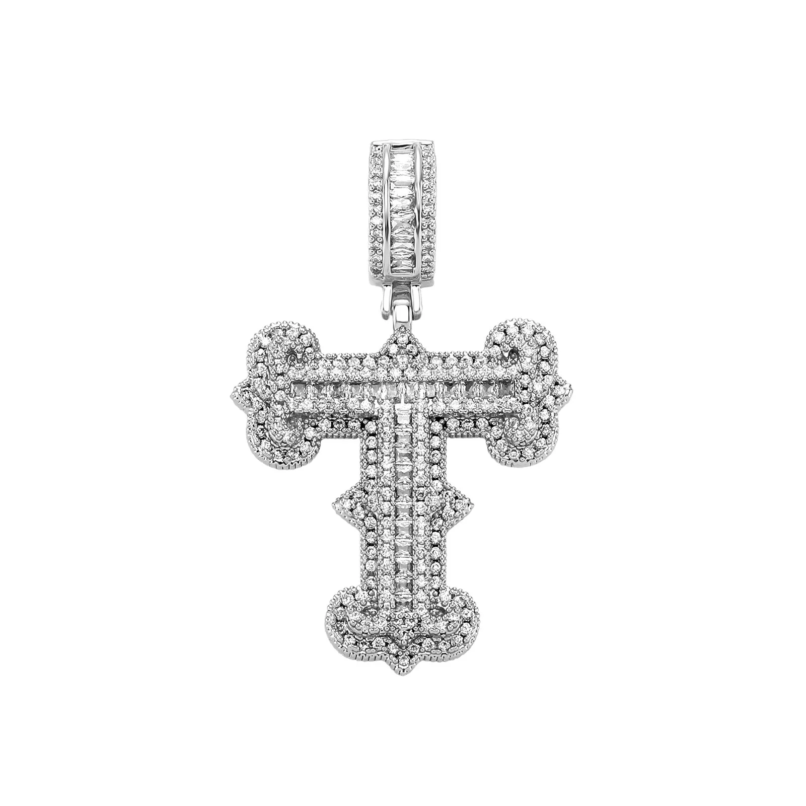 Iced Out Vintage Font 26 A‑Z Alphabet Letter Pendant DIY Spliced Custom Name Hip Hop Necklace Charm Men Women Couple Wholesale