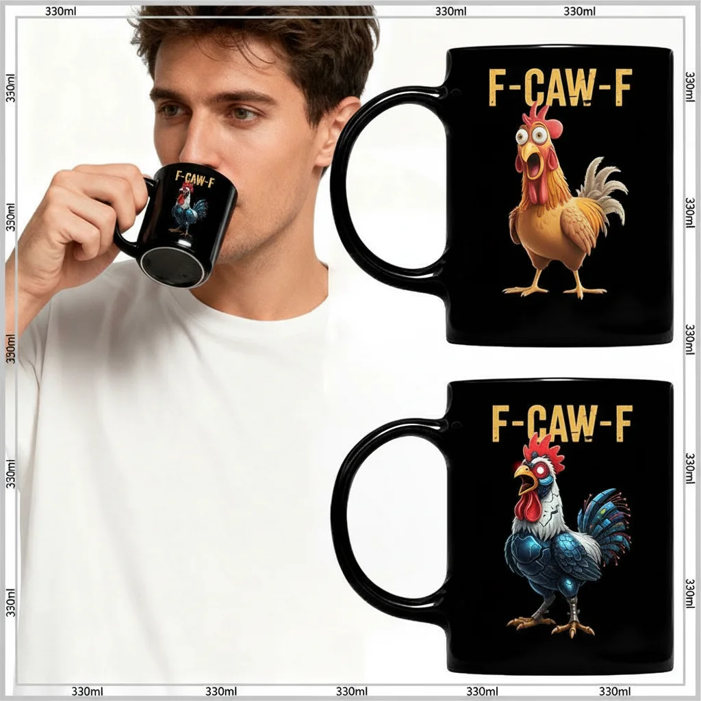 

Coffee Mug Ceramic Funny F-Caw-F Chicken FCAWF Coffee Cup Mugs Farmhouse Themed Mug Animal Tea Cup Christmas Gift For Friends