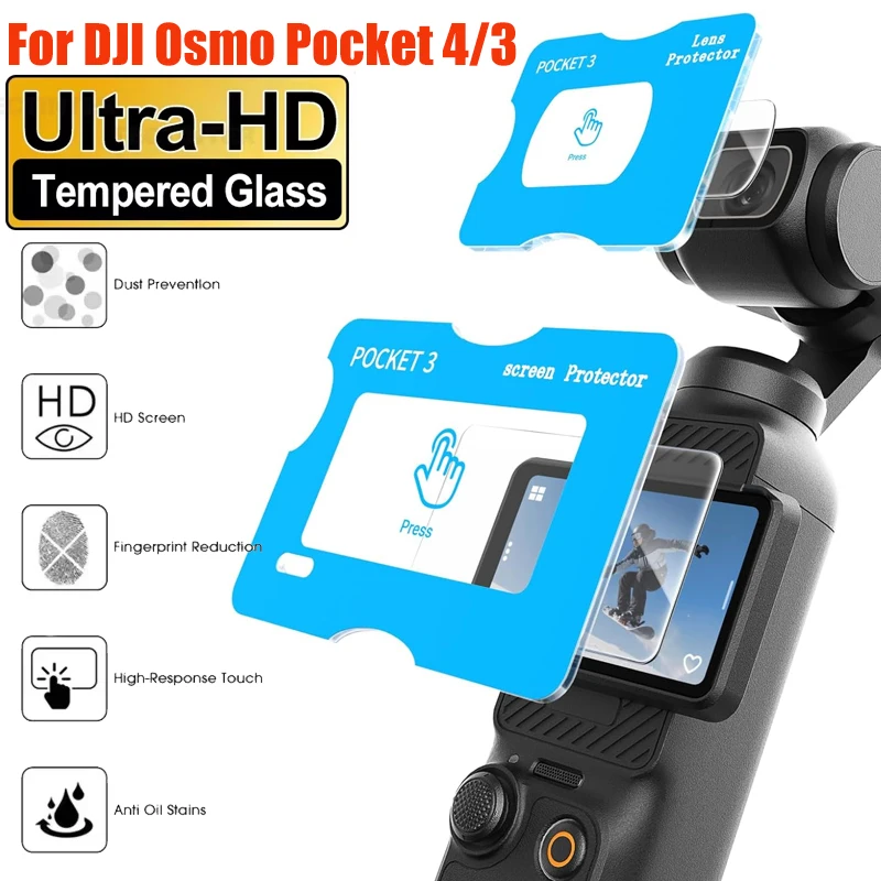Auto-Alignment Tempered Glass Flim For DJI OSMO Pocket 3 Screen Protector&Camera Lens Protective Film For DJI Osmo Pocket 4