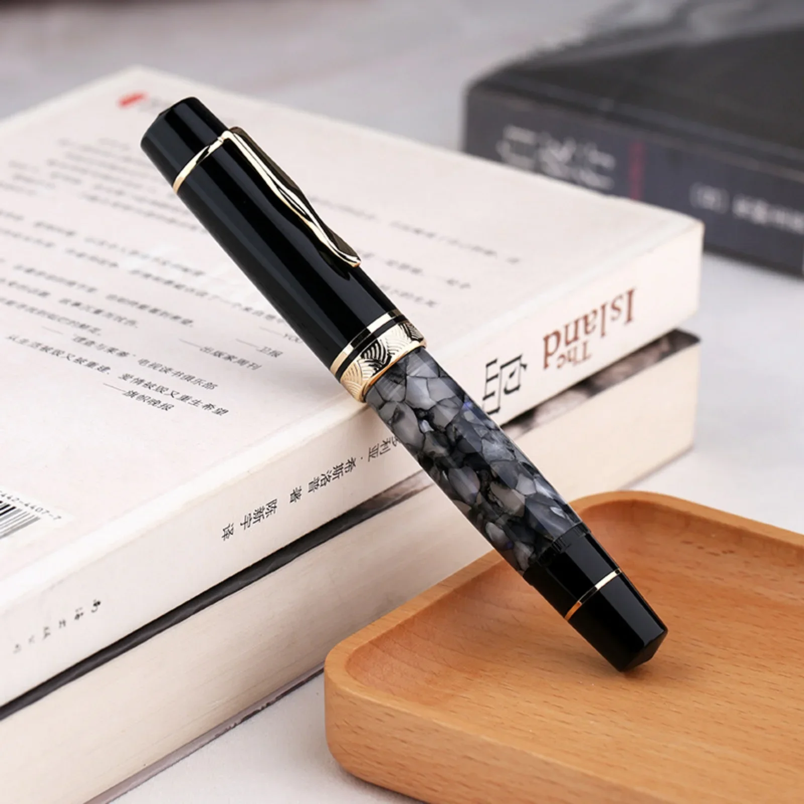 New MAJOHN P139 Large Piston Fountain Pen Orange No.6/8 EF/F/M Nib Hard Rubber Tongue All-copper Structure Writing Ink Gift Pens