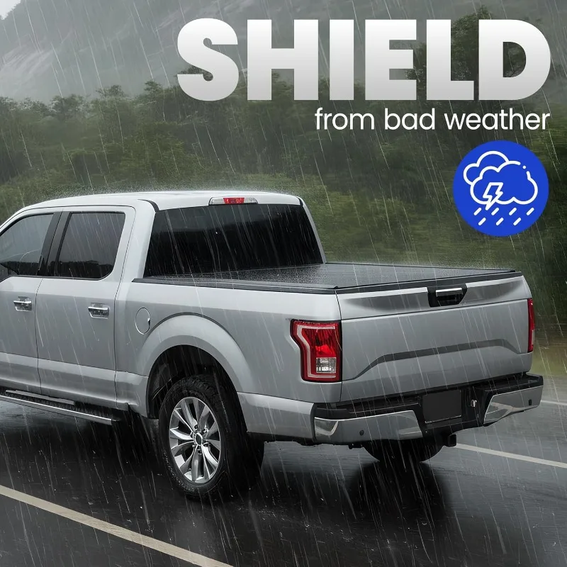 غطاء تونيو لسرير الشاحنة الصلبة القابل للسحب يناسب 2022-2025 سرير تندرا 5'6 بوصة، مع مسار، لوحة ألومنيوم مقاومة للماء،