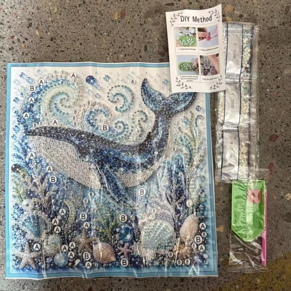 Coastal Style Ocean Theme Pearl Art DIY Kit Turtle Sparkling Octopus DIY Pearl Painting Kit Handcraft Whale
