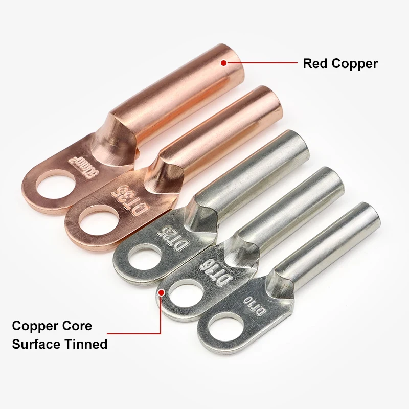 1~50pcs Copper Wire Terminal Block DT-10/16/25/35/50 Battery Cable Crimp Terminals Car Auto Soldered Crimp Lugs Connector