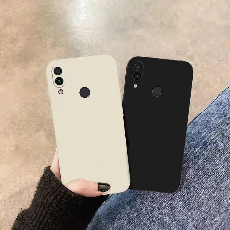 Quadratische Flüssigsilikon-Handyhülle für Xiaomi Redmi Note 5 6 7 8 9 9s 10 10s Pro Matte Back Cover Cases – Detail 1