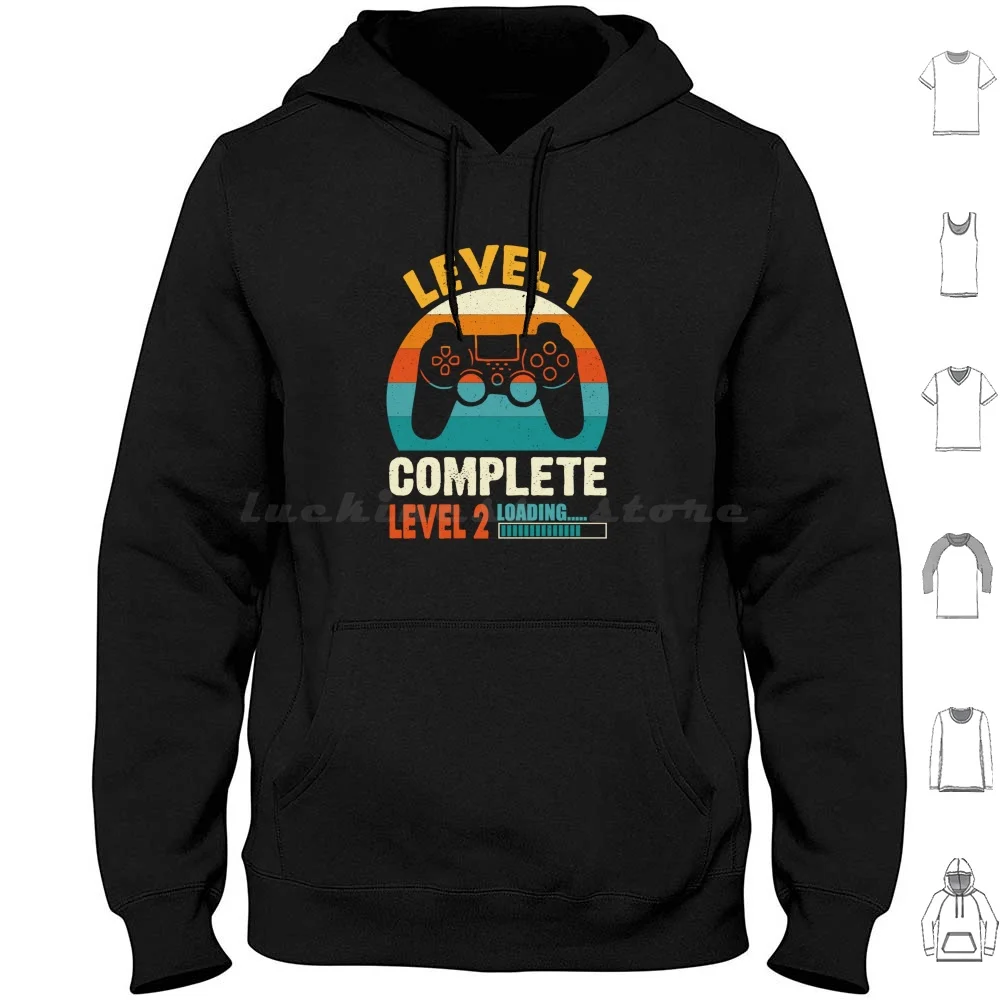 Vintage 1st Wedding Anniversary Funny Level 1 Complete Hoodies Long Sleeve Funny Vintage 1st Wedding Anniversary
