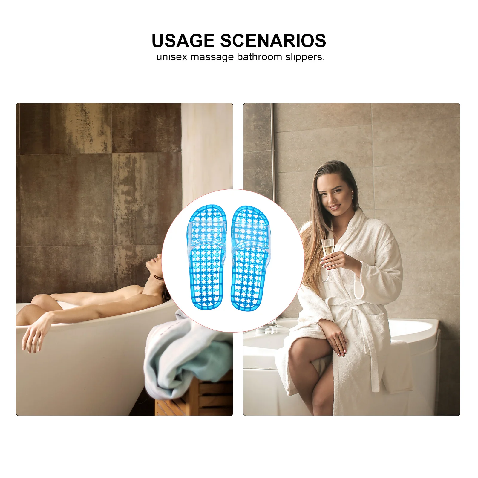 

1Pair Massaging Slippers Lightweight Comfortable Hollowed Draining Design Breathable Non-Slip Unisex Slippers for Bedroom Living