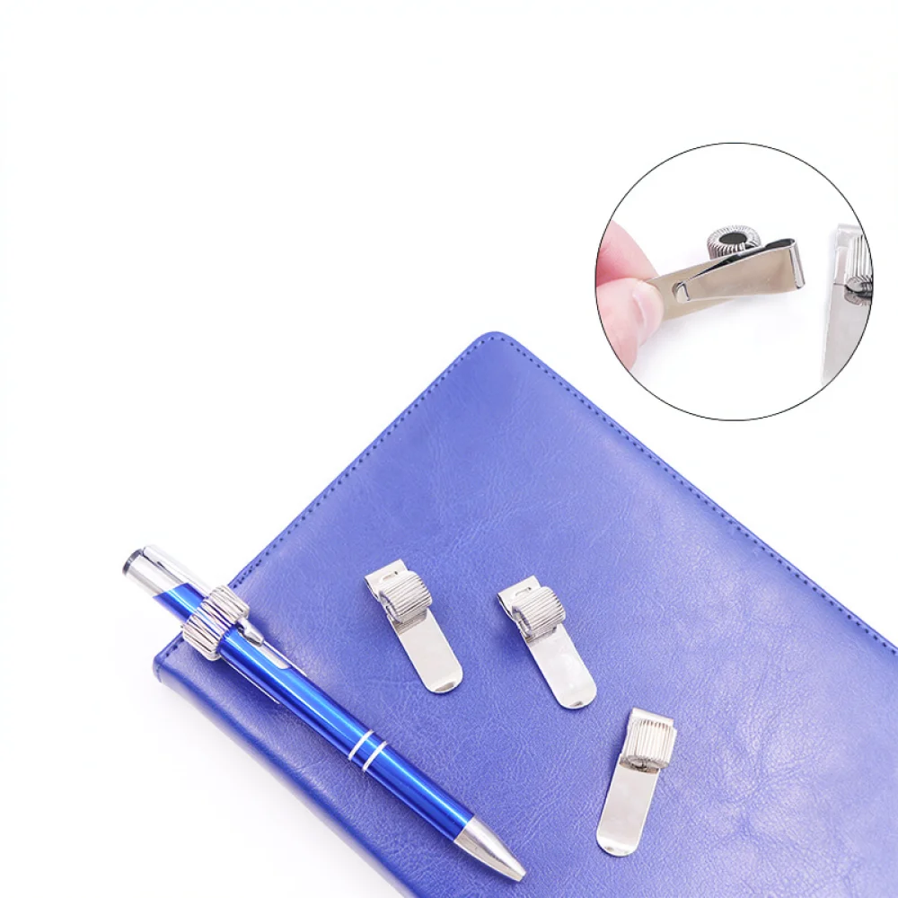 Adjustable Metal Pen Holder Clip Spring Loop For Notepad Diary Stationery Office Organization Writing Tool