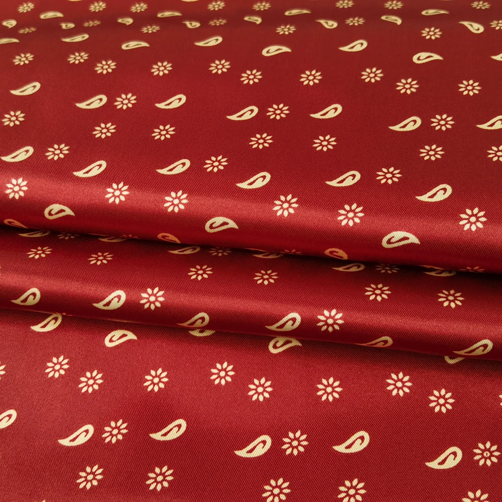 1 Meter x 1,48 Meter Retro Blumenmuster Paisley Satin Stoff Schal Seidiger Charmeuse Schal Futtermaterial – Detail 23