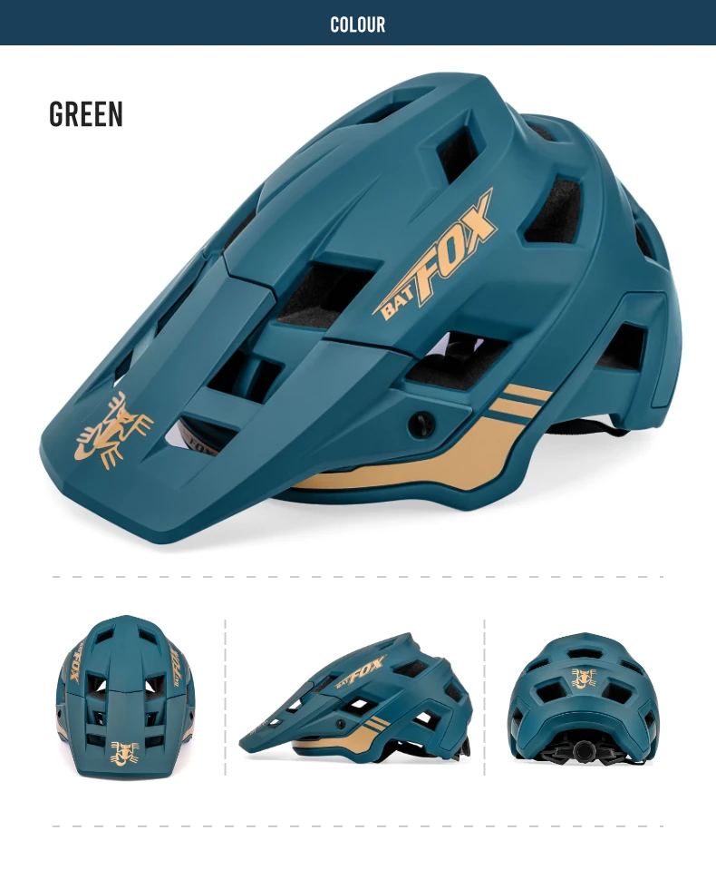 BATFOX Fahrradhelm Off-Road Langlebig Leicht Belüftet Komfortabel Herren Damen Verstellbare Passform Reit- und Sport-MTB-Fahrradhelm – Detail 10