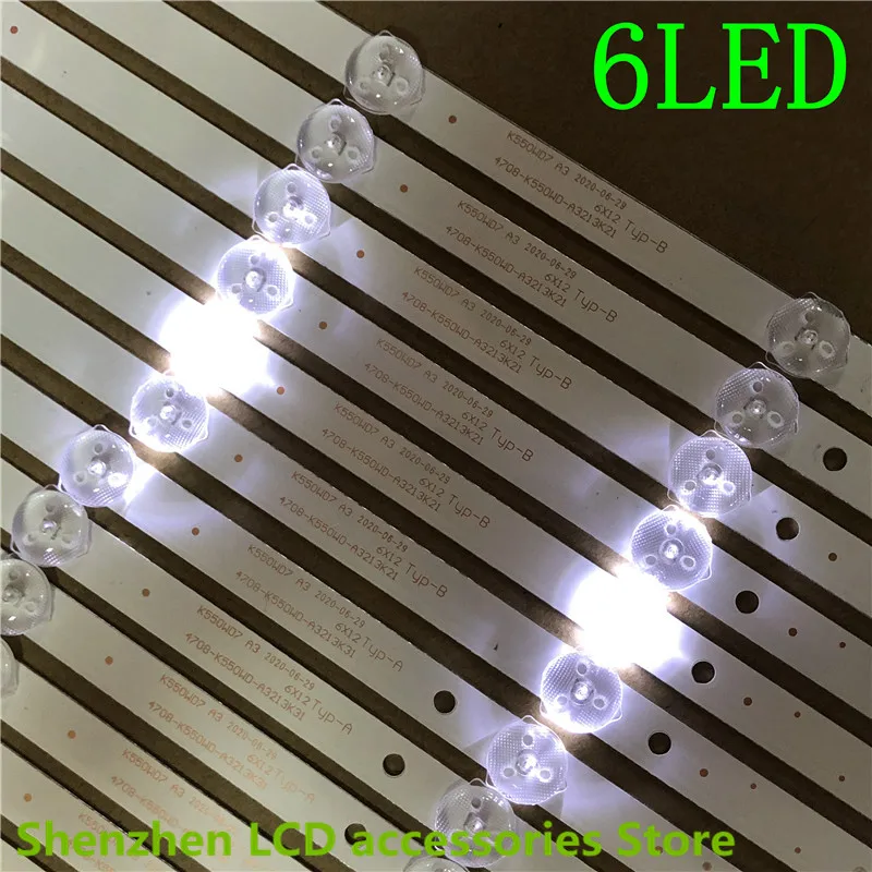 12ชิ้น/ล็อต55นิ้วใช้อลูมิเนียมLCD TV Backlightบาร์55PUF6051/6031/6056/T3/55PFF5201/t3 100% ใหม่