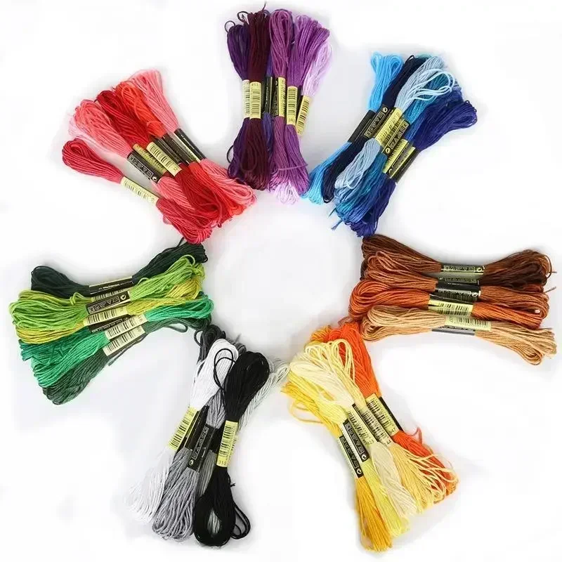 8lot 7.5m Silk Line Cotton Cross Stitch Thread Sewing Kit