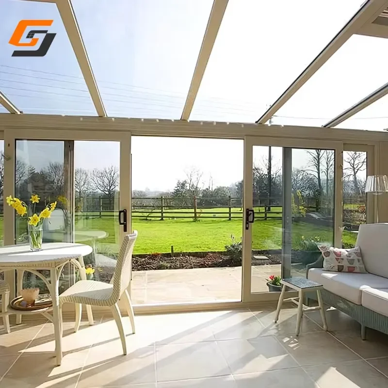 High Quality Modern Design Freestanding Sunroom Greenhouse Aluminum Frame Outdoor Glass House for Four Seasons for Villas