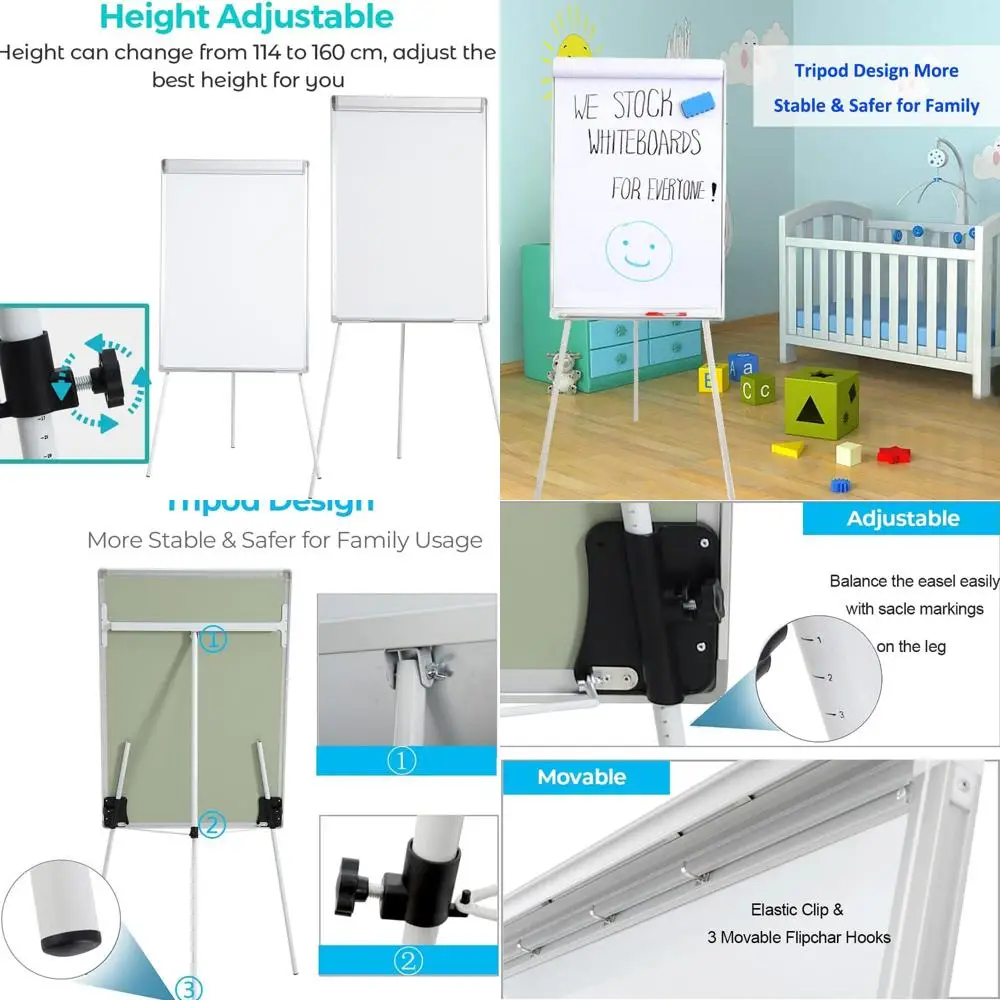 

40 высоких x 28, широкий магнитный мольберт для сухого стирания со штативом, включает подставку, магниты, ластик — белый каркас для офиса и школы