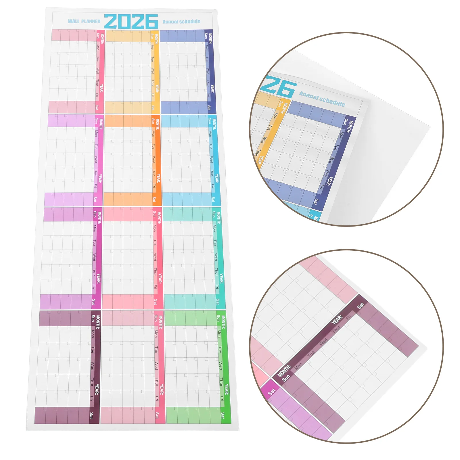 

Large Dry Erase Calendar for Wall Yearly Undated 12-Month Reusable Laminated Whiteboard Planner 100x42cm Waterproof Oil