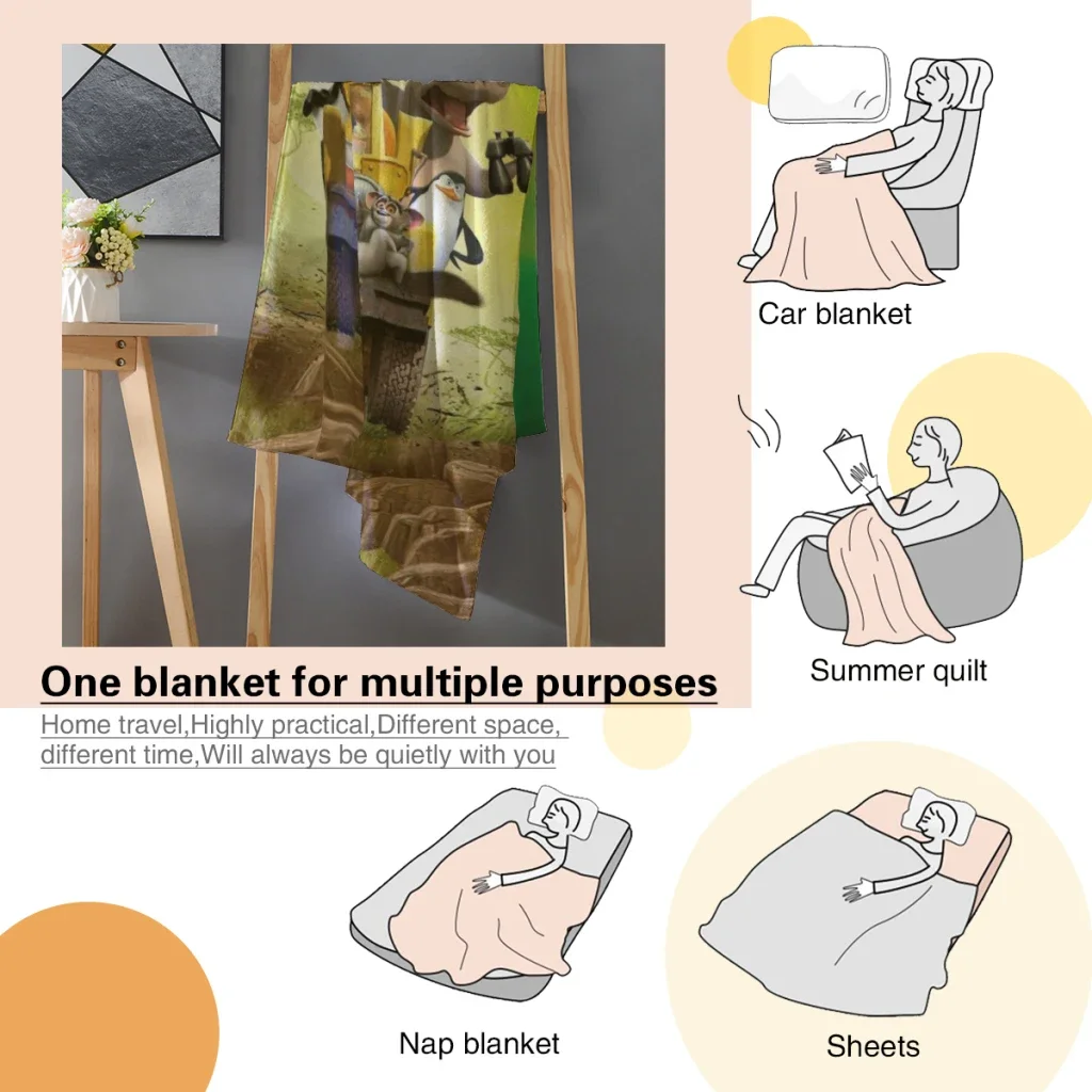 Madagascar Comfortable Flanne Blanket Fluffy Soft Bedroom Decor Sofa Blankets Comforter Home and Decoration