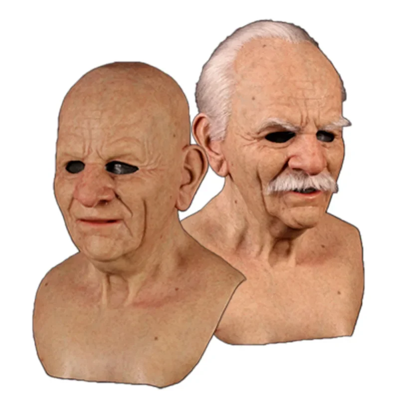 Cosplay Maske Horror Opa Oma Maske Rauchen Großmutter Halloween Maske Mann Weibliche Ältere Person Roleplay Kopfbedeckung Kopfschmuck