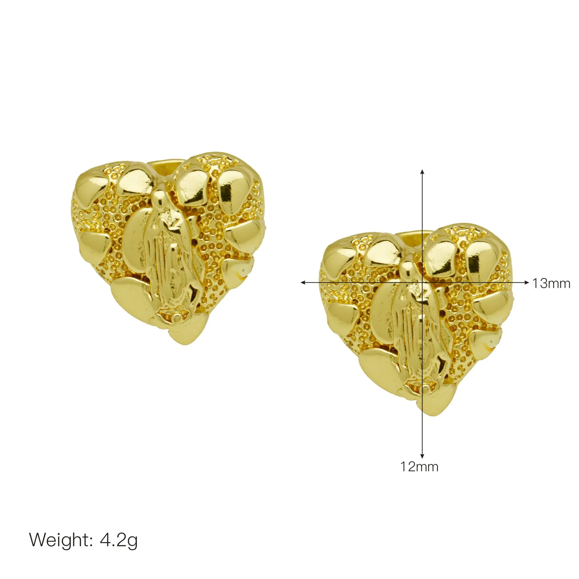 الهيب هوب المرأة الذهب الكتلة مريم العذراء القلب القرط النحاس المجوهرات المألوف الدينية سحر الأذن الكفة