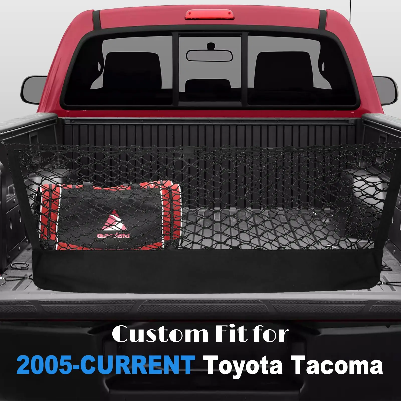 Truck Bed Cargo Net for Toyota 130 x 45 cm Nylon Mesh Organizer with Carabiners for Camping Gear Groceries Tools