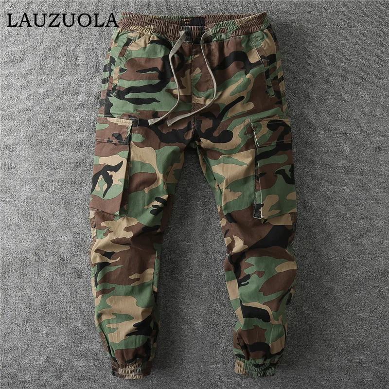 Pantalones Cargo de camuflaje para hombre, pantalón de chándal holgado informal para hombre, pantalones para correr con cordón de alta calidad