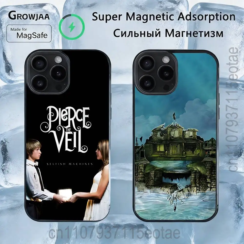 

Магнитный чехол P-Pierce The Veil Band ROCK: совместим с iPhone 17, 16, 15, 14, 13, 12, 11, Pro, Max, Plus, Mini, SE4, E