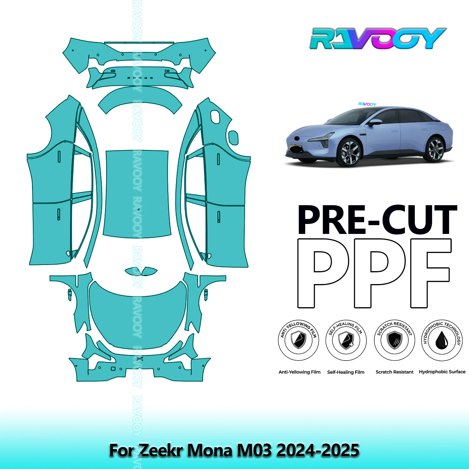 

Car Precut Paint Protection Film Full Vehicle Anti-scratch Exterior TPU PPF For Zeekr Mona M03 2024-2025