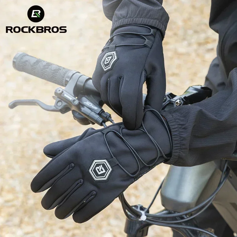 

ROCKBROS Winter Gloves Touch Screen Gloves Warm Outdoor Cycling Driving Motorcycle Fleece Gloves Windproof Non Slip Full Fingers