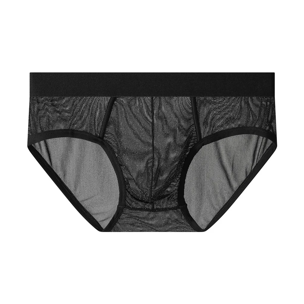 Low Waist Mens See Through Underwear Briefs with U Convex Pouch Breathable Mesh Fabric for Enhanced Comfort and Style