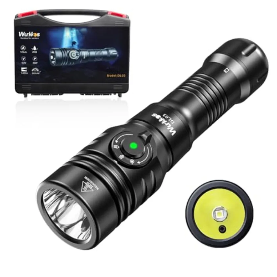 

DL03 Dive Light 2800 Lumens Scuba Diving Light 1000M Green Beam and White Combo with Power Indicator Type-C Rechargeable IPX8 W