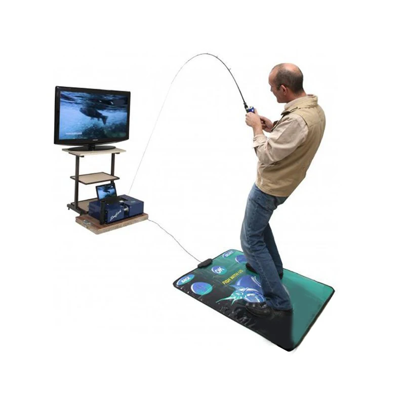 Indoor reality game console fishing simulator