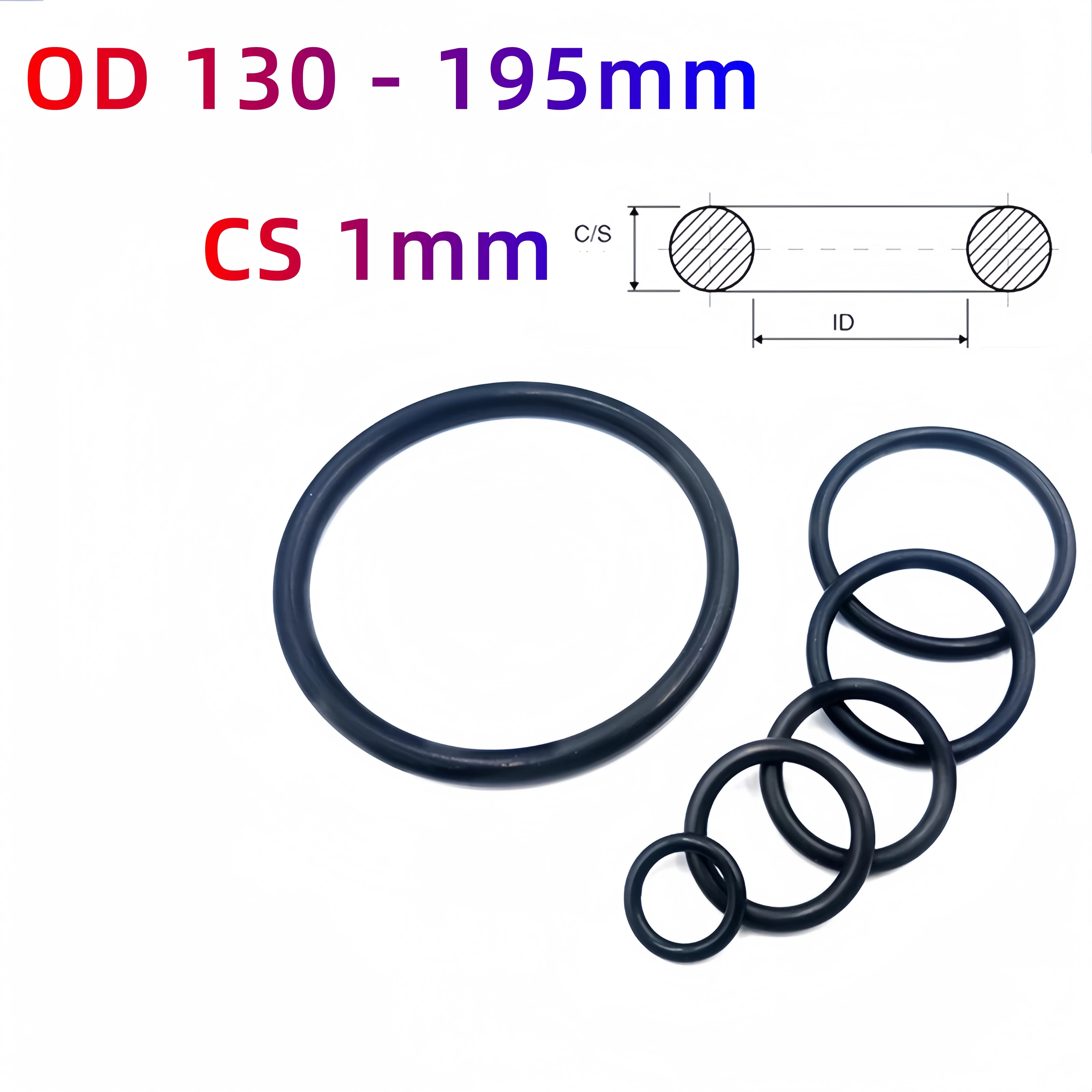 Custom EPDM 70 O-Rings, 1mm Cross-Section, Gasket Cushion, Weather, Ozone, UV, Chemical, Acid & Alkali Resistant, Black