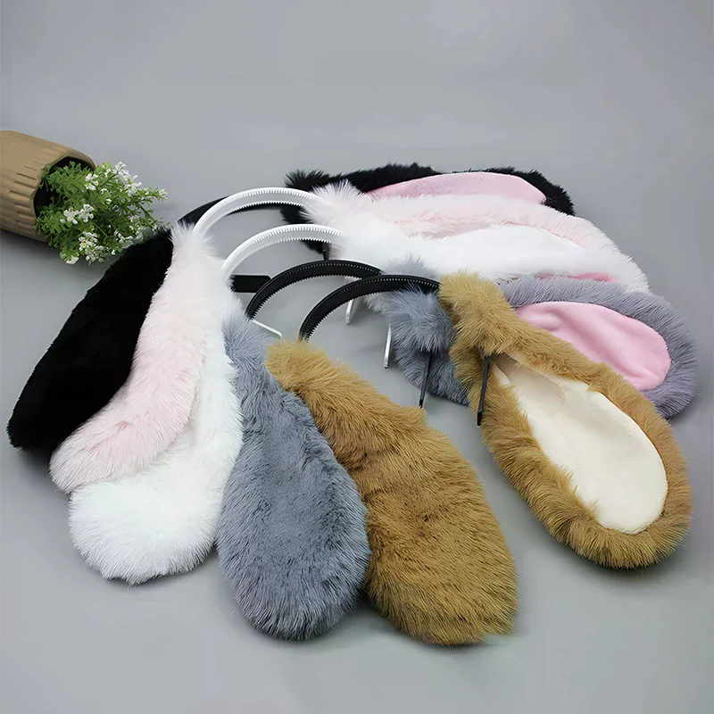 Cute Bunny Ears Headband Rabbit Hair Hoop Headwear Cosplay Costume Hair Accessories for Adults Party
